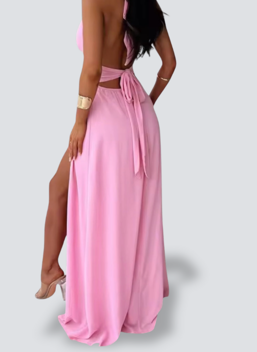 Vivienne - Split Jurk met Open Hals