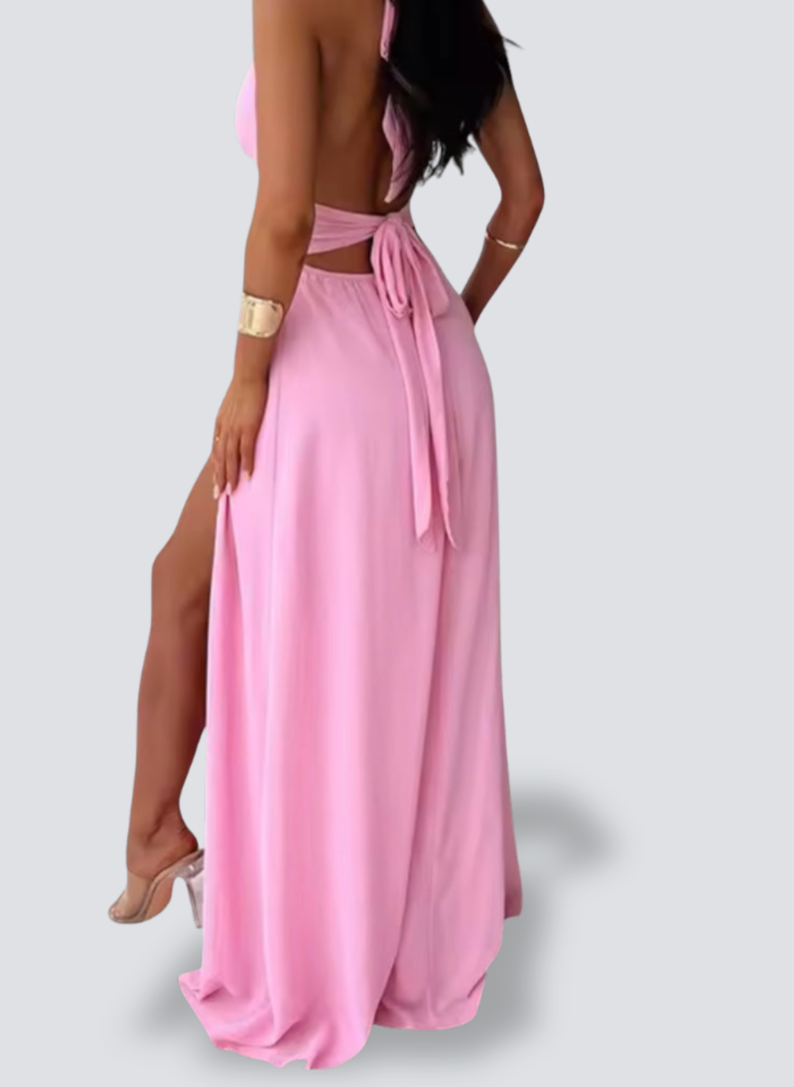 Vivienne - Split Jurk met Open Hals